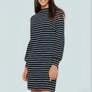 Ann Taylor Striped Lantern Sleeve Shift Dress Size Medium NWT